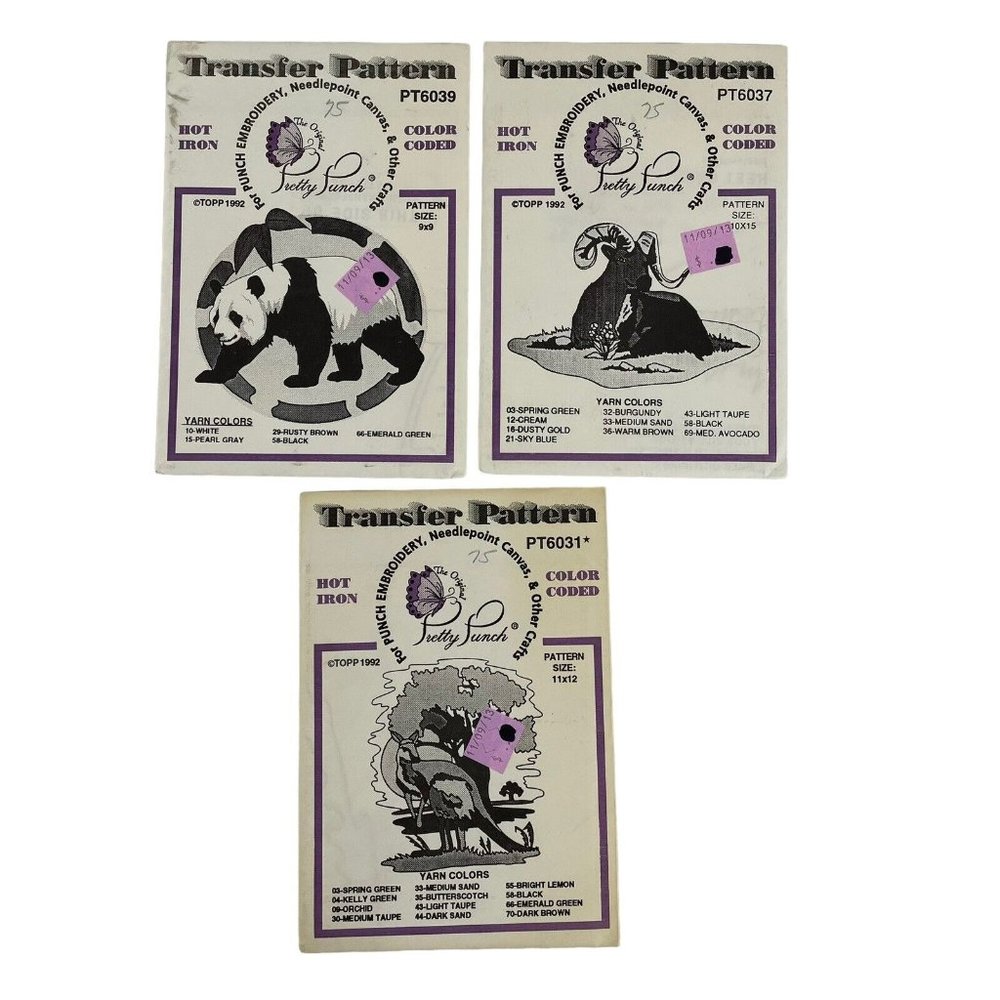 Pretty‎ Punch Hot Iron Transfer Pattern Punch Embroidery Animals Panda Kangaroo